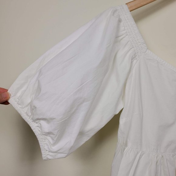 Free People Puff-Sleeve White Top Size M - Picture 3 of 10